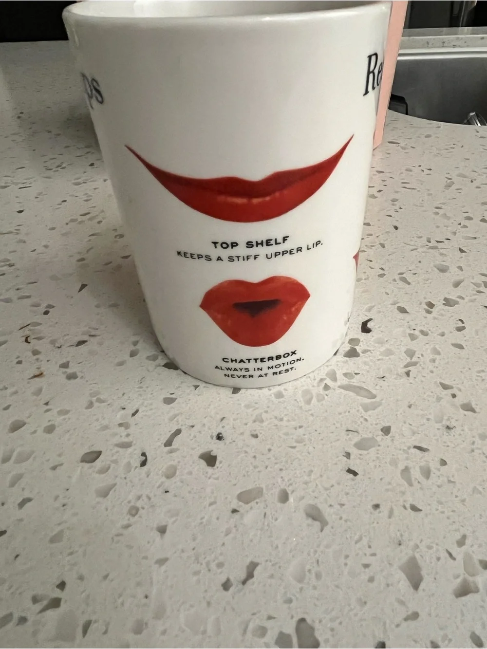 Lenox Kate spade White Ceramic Mug with Red Lip Graphics